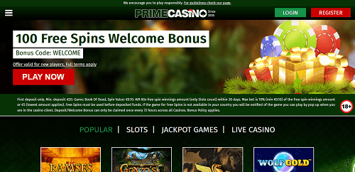 Prime Casino Welcome Bonus 